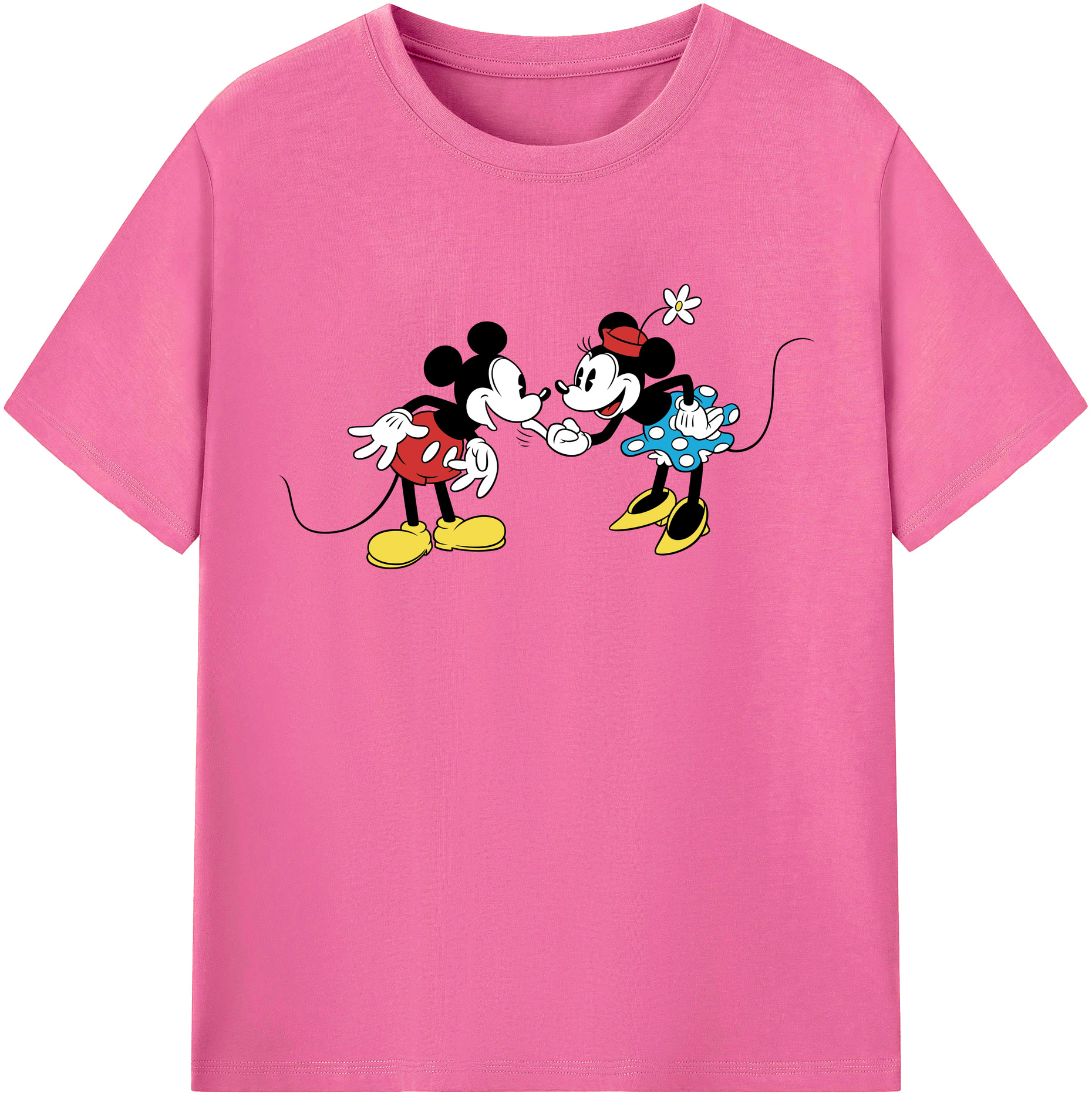 （画像用） ミッキーマウス Mickey Mouse レディースカジュアルプリントTシャツ（綿100％）